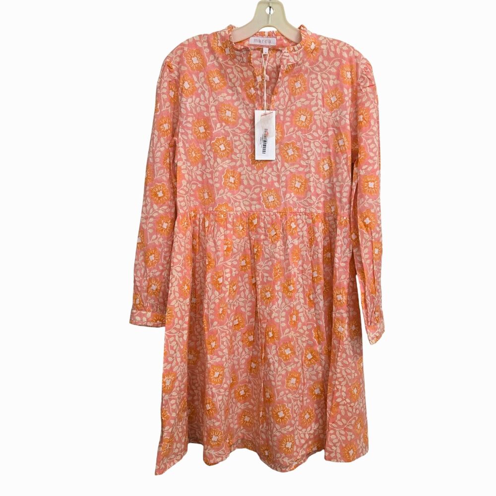 Marea by Liz Joy Olympia Shortie Dress Bright Floral Size M Mini Pink Orange NEW